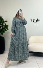 پیراهن ساحلی کرپ پفکی مادر طرح 1