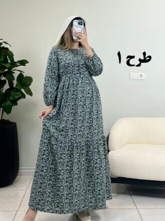 پیراهن ساحلی کرپ پفکی مادر طرح 1