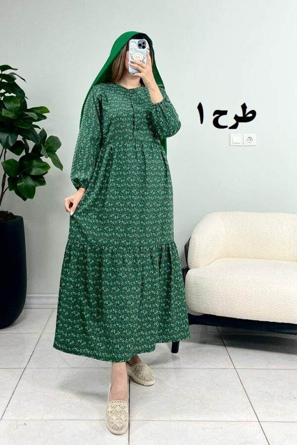 پیراهن ساحلی کرپ پفکی یاس طرح 1
