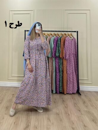 پیراهن ساحلی کرپ پفکی لاوین طرح 1