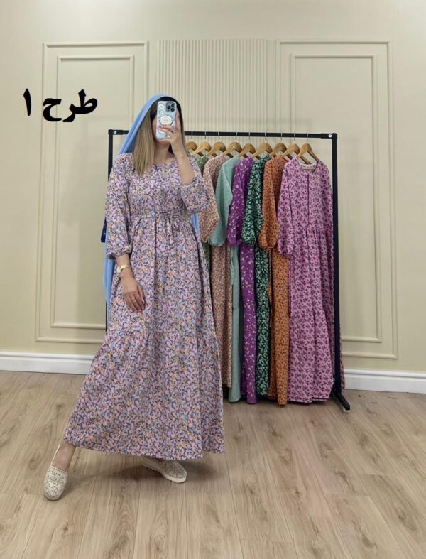 پیراهن ساحلی کرپ پفکی لاوین طرح 1