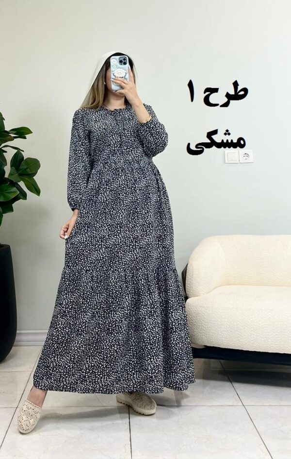 پیراهن ساحلی کرپ پفکی آیرا طرح 1
