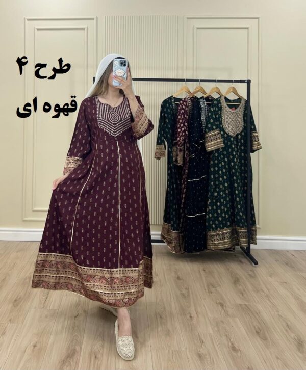پیراهن وارداتی کورتای هلنا طرح 4