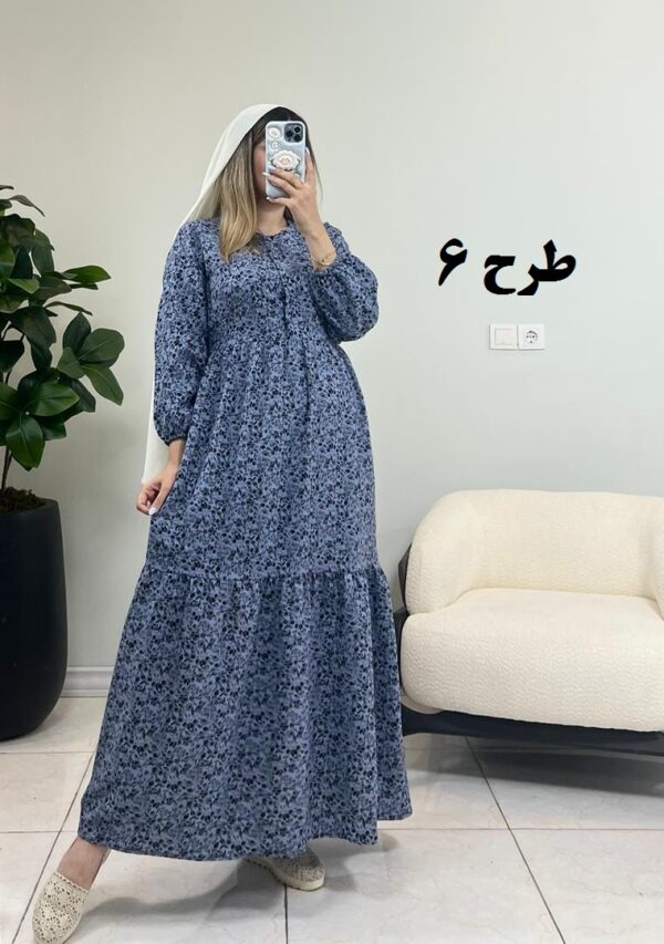 پیراهن ساحلی کرپ پفکی مادر طرح 6