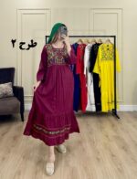 پیراهن وارداتی سلن آستین بلند لادن طرح 2