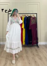 پیراهن وارداتی سلن آستین بلند لادن طرح 3