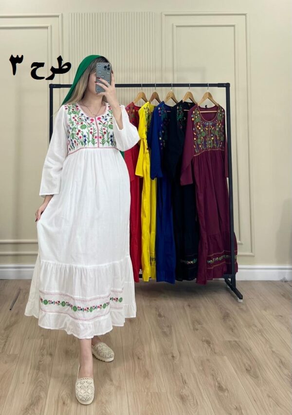 پیراهن وارداتی سلن آستین بلند لادن طرح 3